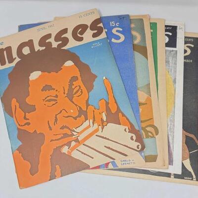 #2902 • (6) Vintage The Masses Magazine Issues from June 1917 - December 1917