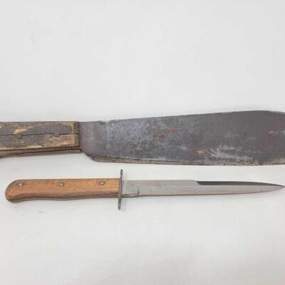 #2561 • Machete and Knife with Sheaths.