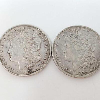 #1220 • 2 1889 & 1921 Morgan Silver Dollars 53.3g