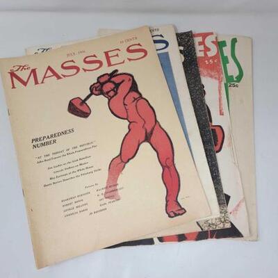 #2908 • (5) Vintage The Masses Magazine Issues from July 1916 - June 1926