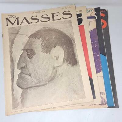 #2910 • (5) Vintage The Masses Magazine Issues from January 1915 - November 1916
