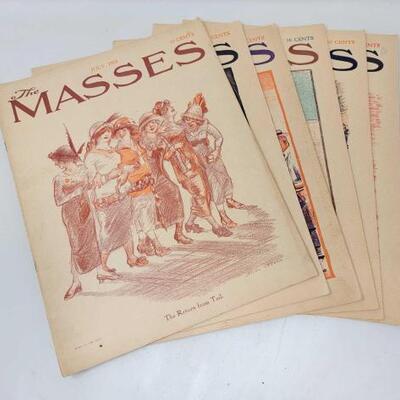 #2918 • (6) Vintage The Masses Magazine Issues from July 1913 - December 1913