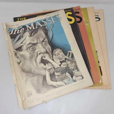 #2912 • (6) Vintage The Masses Magazine Issues from January 1913 - September 1915