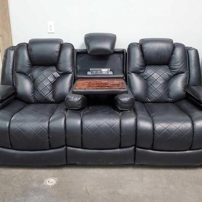#2800 • Black Leather Couch Black Leather Couch Couch Measurements: Height: 42