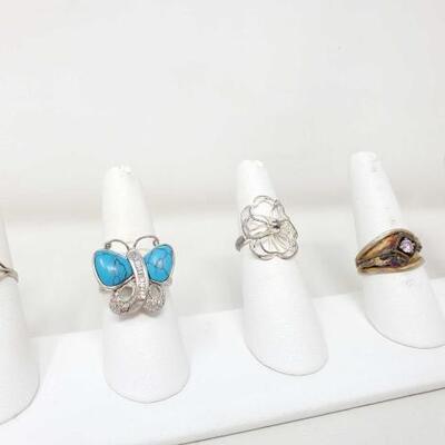 #920 • 5 Vintage Sterling Silver Rings 16.2g Weighs Approx 16.2g Ring Sizes 5.5-9. 