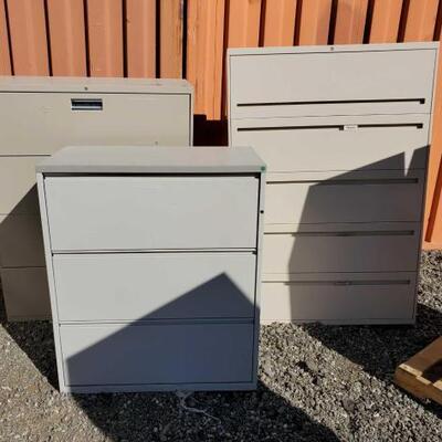 #30006 • 3 Metal Filing Cabinets: Ranging In Size From Approx: 36
