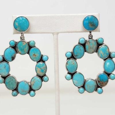 #652 • Stunning Turquoise Stone Earrings- 26.2g: 
Weighs Approx 26.2g. 