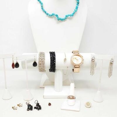 #1100 • Costume Jewelry: Includes Bracelets, Earrings, Beaded Necklaces, Ring Size 10.5. 