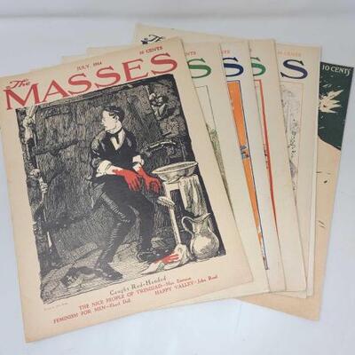 #2914 • (6) Vinatge The Masses Magazine Issues from July 1914 - December 1914
