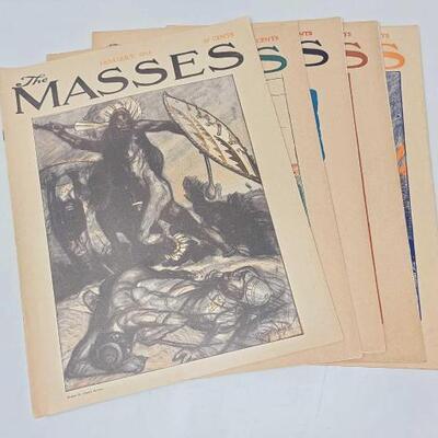 #2920 • (5) Vintage The Masses Magazine Issues from January 1914 - June 1914