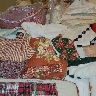 quilts, linens, pillows, decorative textiles