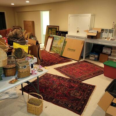 orientals, collectibles, hobbies, baskets, christmas, painting, basement area