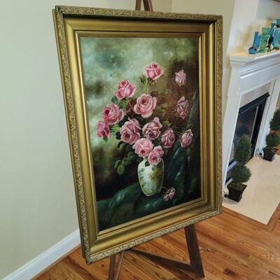 Victorian Oversized floral, pink roses, restored