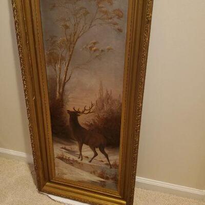 German stag oil painting, has been restored