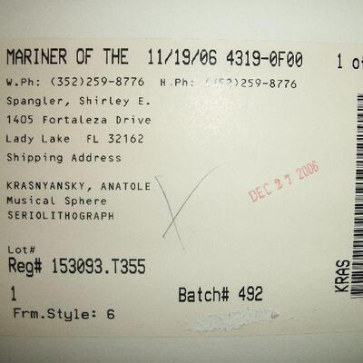 Label on Seriolithograph