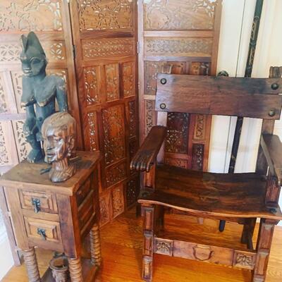 Room divider , carvings  , table & chair 