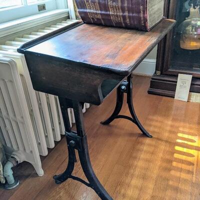 Antique cast iron & wood school desk
