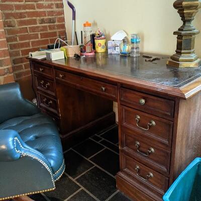 Desk with leather top