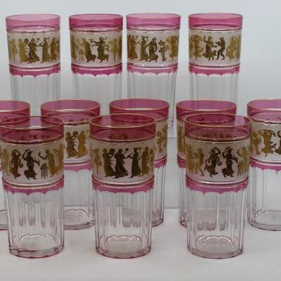 12 Val St. Lambert Cranberry Overlay Tall Tumblers