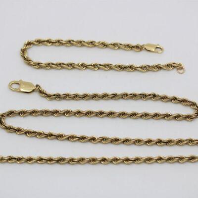 14K Yellow Gold Rope Chain & Bracelet