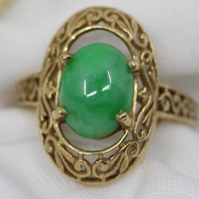  14K Yellow Gold & Green Jade Ring