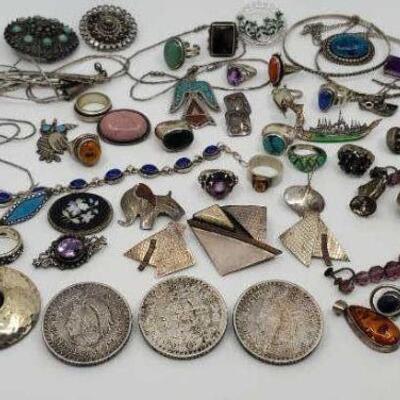 Grouping of Vintage Sterling Silver Jewelry