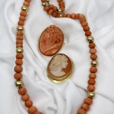 Gold Coral & Cameo Grouping