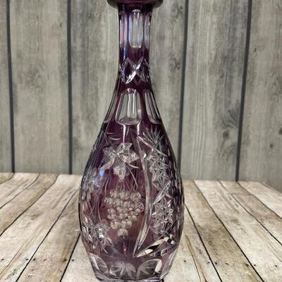 Bohemian Purple Cut to Clear Crystal Decanter