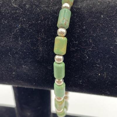 925 Silver Green Turquoise Bracelet