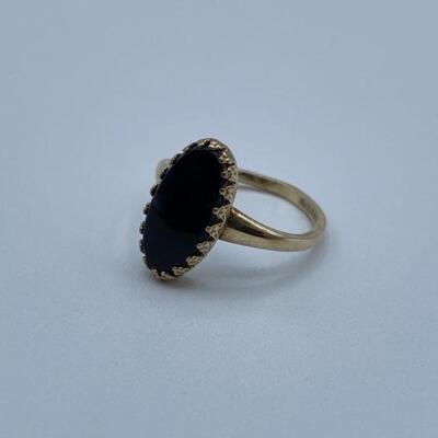 10k Gold Ring Set with Onyx SSize 6.5, 1.65 Grams