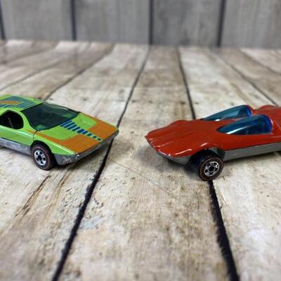 1973 Hot Wheels Redline Lime Green Carabo and Red