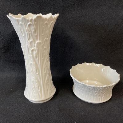 (2) Lenox Ceramic Bisque Vase and Bowl