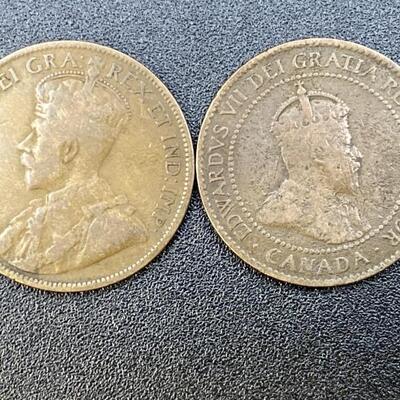 (2) Canadian Large One Cent coins 1905 &1915