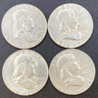 (4)1963 P Franklin Silver Half Dollars