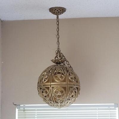 Mid Century Hanging Metal & Glass Light Fixture 1 of 2 in this auction