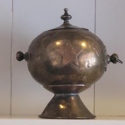 Copper & Brass Unique Lidded Pot on Stand