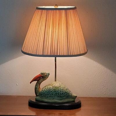 Vintage Whimsical Pelican Lamp with Shade