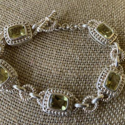 Sterling Silver Bracelet w/ Peridot Gemstones