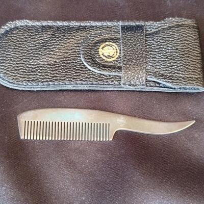 Vintage Sterling Mustache Comb with Pouch