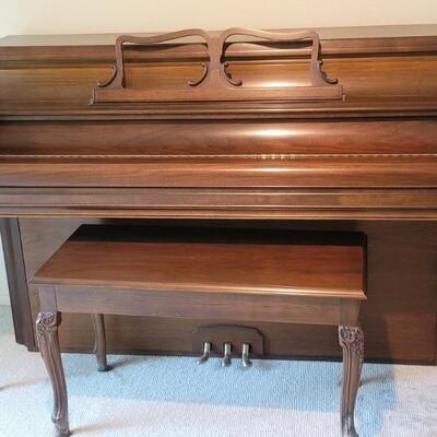 Vintage Chickering Walnut Piano with Bench