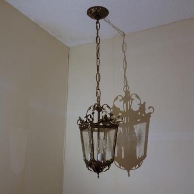 Vintage Brassy Gold Hanging Lantern