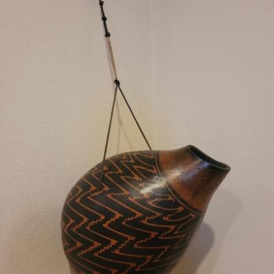 Hanging Southwestern Anasazi Signed Gourd Vase