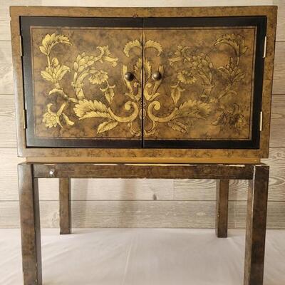 Italian Marquetry Inlaid Wood Standing Cabinet