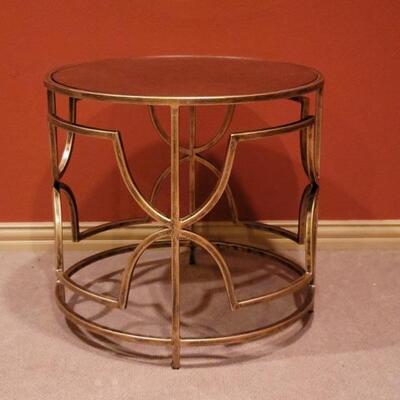 Mid Century Gold Accent Table w/ Smoky Mirror Top