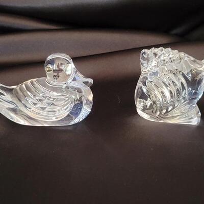 (2) Waterford Crystal Bird & Fish