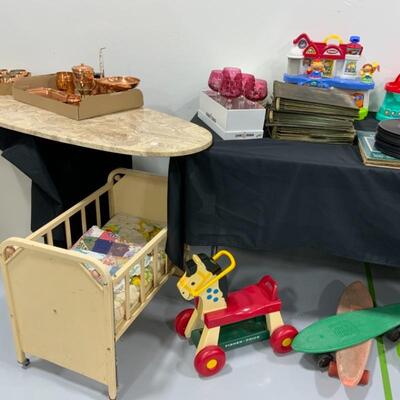 Metal Childâ€™s Toy Crib, Fisher Price Horse Small Skateboards, Granite Countertop, Copperware