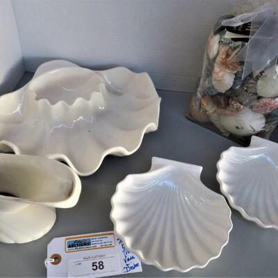 Shell Chip & Dip Server, Japan Oven ware Dishes Lot
