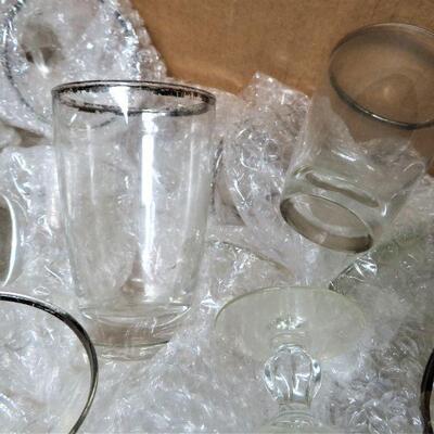Vintage Silver Rim Glass LOT