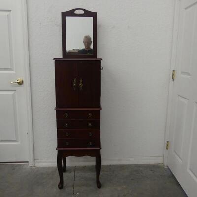 Thomas Pacconi Classics Cherry Deluxe Jewelry Armoire with Mirror