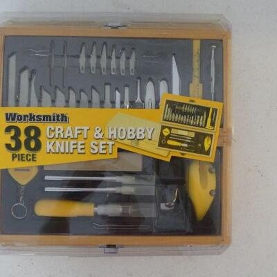 Worksmith 38-Piece Craft & Hobby Knife Set in Wood Case - Never Opened